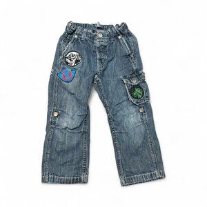 H&M Boys Star Wars Carpenter Jeans • Youth Sz 3–4Y • Elastic Waist Denim Painter